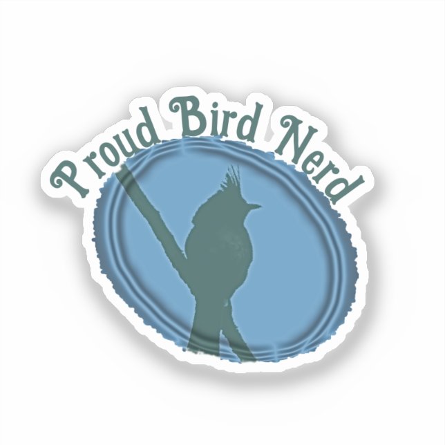 Proud Bird Nerd Silhouette Blue Grey Birder (Front)