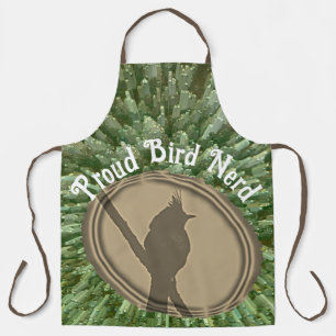 Proud Bird Nerd Silhouette Brown Green Birder Apron