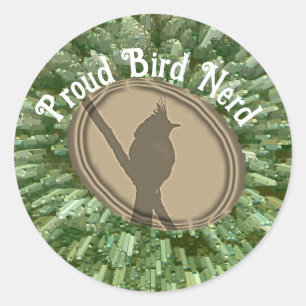 Proud Bird Nerd Silhouette Brown Green Birder Classic Round Sticker
