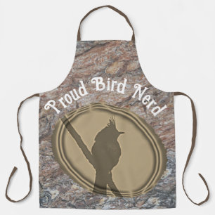 Proud Bird Nerd Silhouette Brown Wood Birder Apron