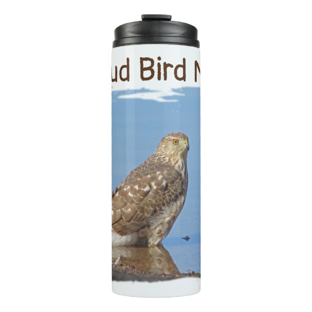 Proud Bird Nerd Wild Birding Hobby Young Hawk Thermal Tumbler (Front)
