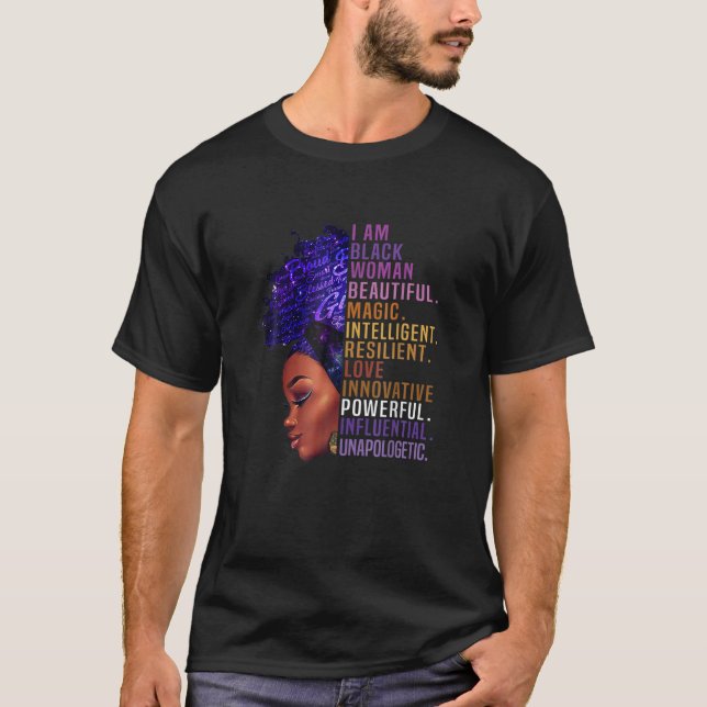Proud Black African American Ladies Black History T-Shirt (Front)
