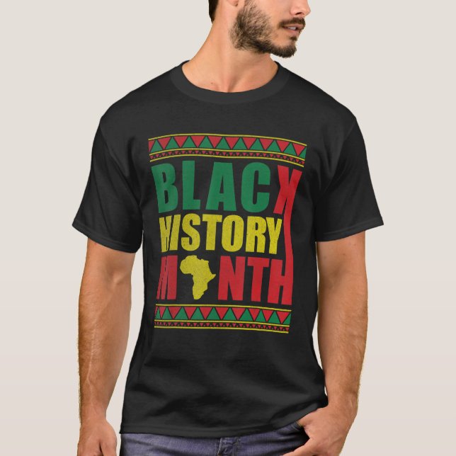 Proud Black African American Melanin Pride Black H T-Shirt (Front)