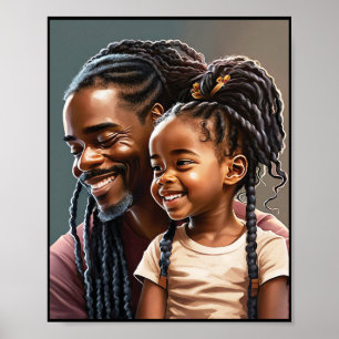 Proud Black Father and Daughter Smiling Poster