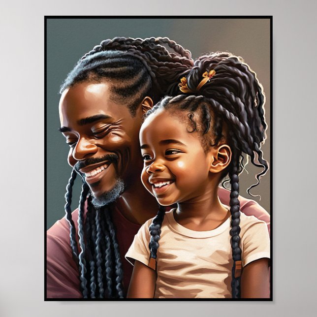 Proud Black Father and Daughter Smiling Poster (Front)