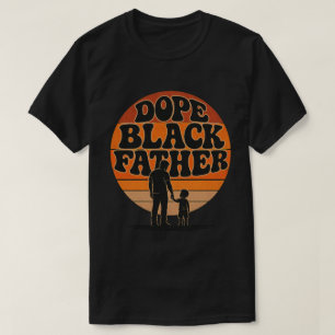 Proud Black Father & Son Retro Sunset Design T-Shirt