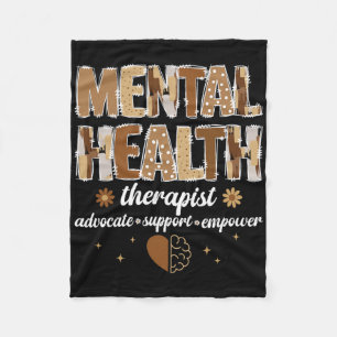 Proud Black Mental Health Therapist Mental Health Fleece Blanket