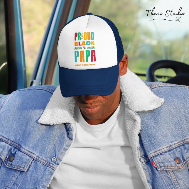 Proud Black Papa Black History Month Family Trucker Hat (Creator Uploaded)