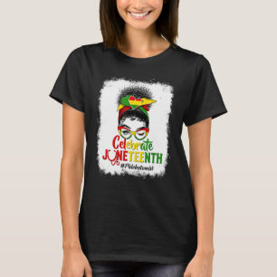 Proud Black Phlebotomist Messy Bun Celebrate Junet T-Shirt