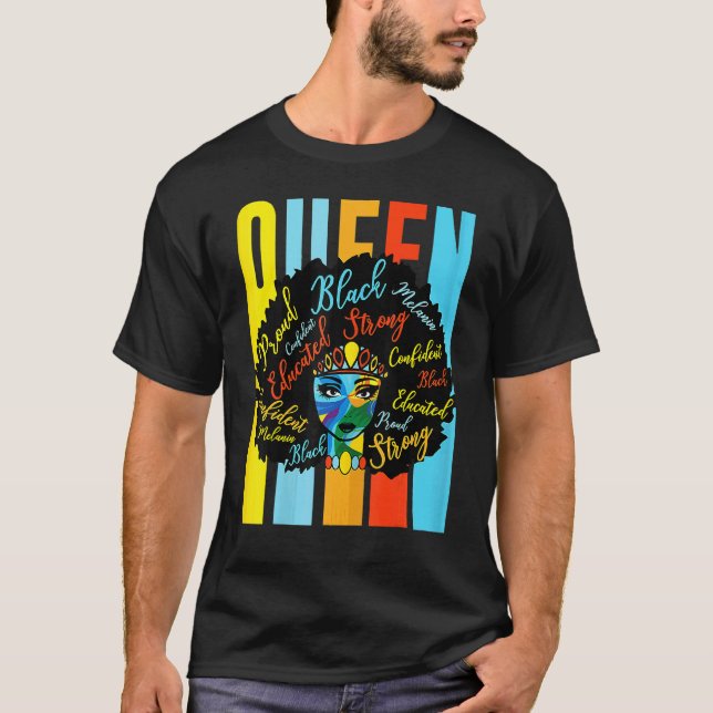 Proud Black Sistas Queen Melanin Afro African Amer T-Shirt (Front)