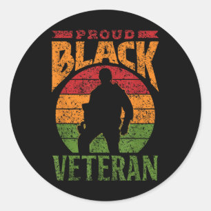 Proud Black Veteran Soldier African American Milit Classic Round Sticker