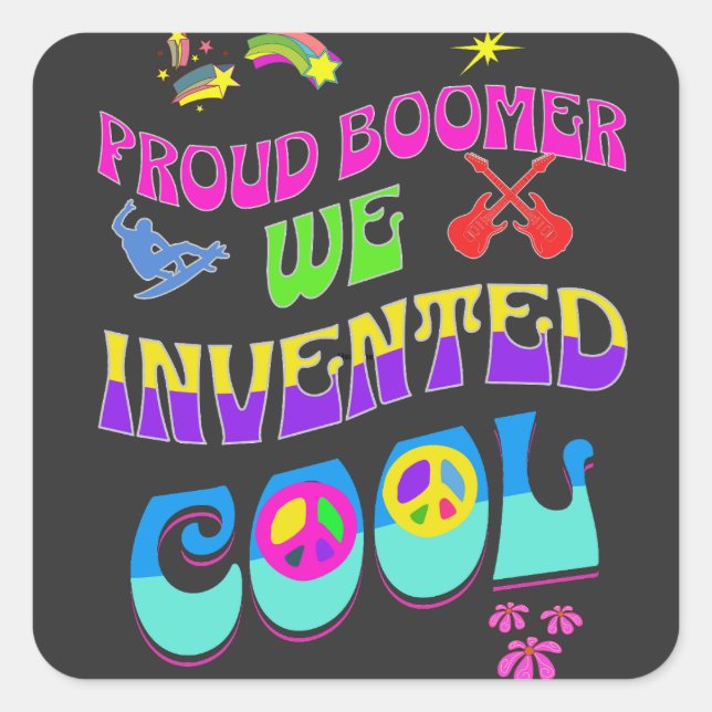 Proud Boomer 60's Vibe Square Sticker (Front)