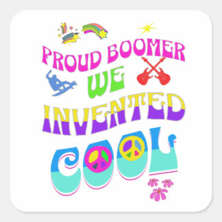 Proud Boomer 60's Vibe - White Square Sticker