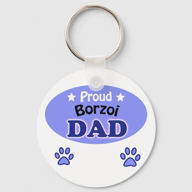 Proud Borzoi Dad Key Ring (Front)