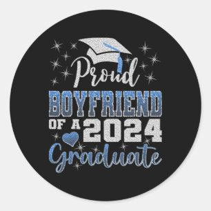 Proud Boyfriend Of 2024 Graduate Awesome Family Sc Classic Round Sticker