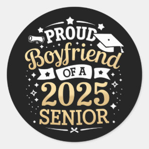 Proud Boyfriend Of A 2025 Graduate Graduation Classic Round Sticker