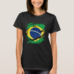 Proud Brazilian Brasil Torn Ripped Brazil Flag T-Shirt