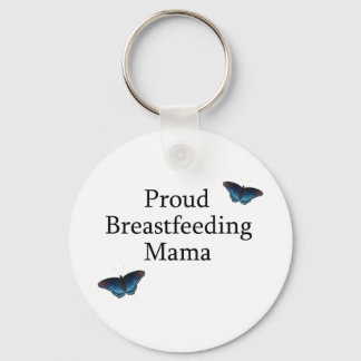 Proud Breastfeeding Mama Blue Butterflies Key Ring