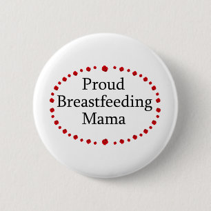 Proud Breastfeeding Mama Red Roses 6 Cm Round Badge
