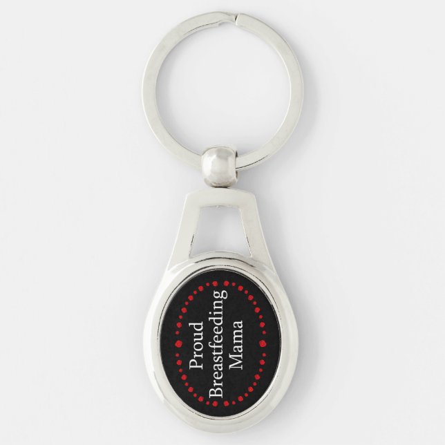 Proud Breastfeeding Mama Red Roses Key Ring (Front)