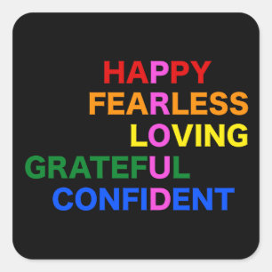 PROUD Bright Black Square Sticker