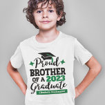 Proud Brother 2022 graduate black green name T-Shirt<br><div class="desc">Celebrate your brother's or sister's graduation with this modern t-shirt featuring a "Proud BROTHER of a 2022 Graduate" typography in black and green; easily customise this t-shirt with the graduation year and the name of the graduate by editing the template fields. This t-shirt is part of our "Graduation Family Matching...</div>