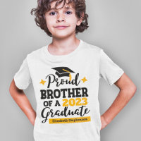 Proud Brother 2023 graduate black gold cap name