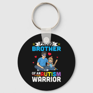 Proud brother autism awareness warrior support for key ring