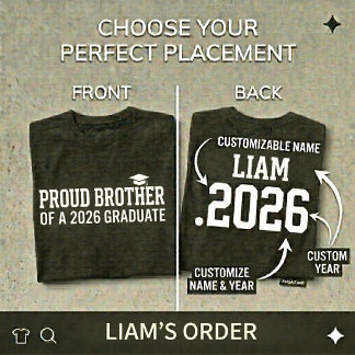 PROUD BROTHER Class of 2026 Personalised Graduatio T-Shirt