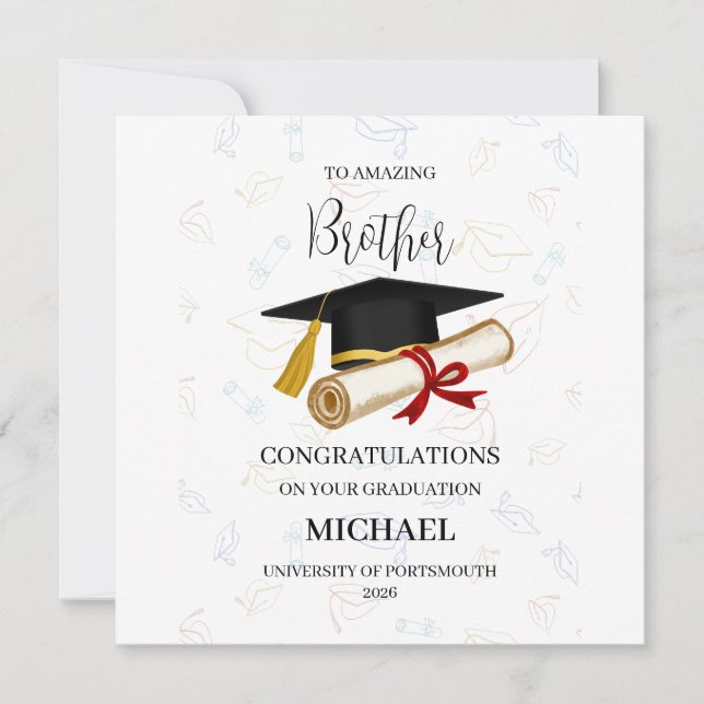 Proud Brother Graduation Personalized Card (Front)