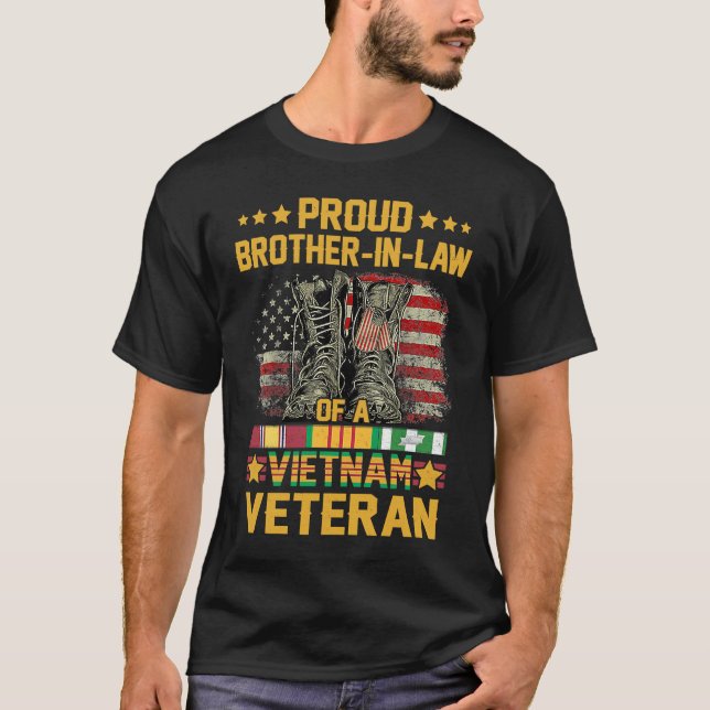 Proud Brother In Law Of A Vietnam Veteran Flag Ame T-Shirt (Front)