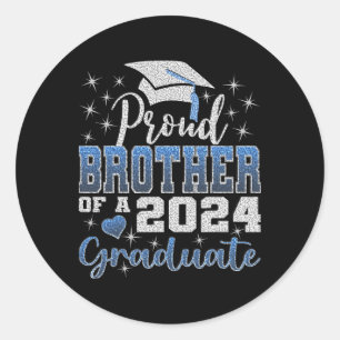 Proud Brother Of 2024 Graduate Awesome Family Coll Classic Round Sticker