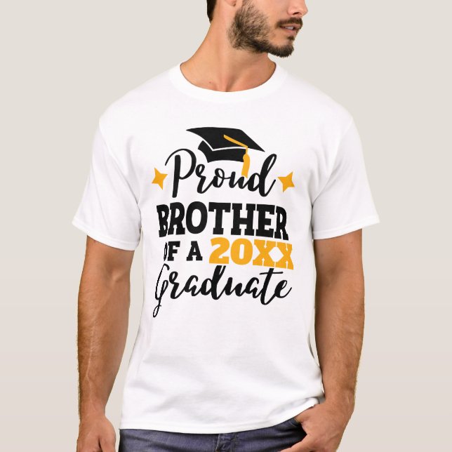 Proud Brother of a 2022 graduate black gold cap T-Shirt (Front)