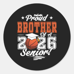 Proud Brother Of A 2026 Senior Sketll Graduation _ Classic Round Sticker