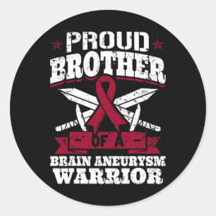 Proud Brother Of A Brain Aneurysm Warrior Awarenes Classic Round Sticker