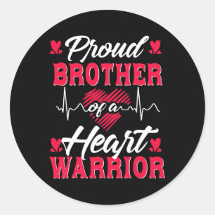 Proud Brother Of A Heart Warrior Chd Awareness Classic Round Sticker