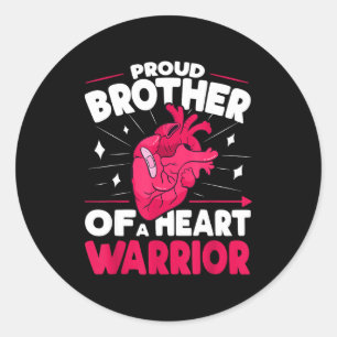 Proud Brother Of A Heart Warrior Heart Health Awar Classic Round Sticker