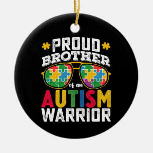 Proud Brother Of An Autism Warrior Family Ceramic Tree Decoration