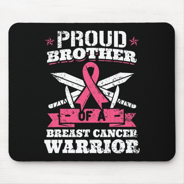 Proud Brother Of Breast Cancer Warrior Pink Awaren Mouse Mat (Front)