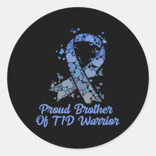 Proud Brother Of T1d Warrior Type 1 Diabetes Aware Classic Round Sticker