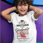 Proud Brother of the graduate photo name 2023 T-Shirt<br><div class="desc">Celebrate your brother's or sister's graduation with this modern t-shirt featuring a "Proud BROTHER of the Graduate" caption in black contemporary fonts decorated with a grad cap with a golden tassel. Easily customise this t-shirt with a picture of the graduate, the graduation year, and the school's name by editing the...</div>