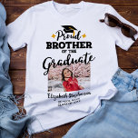 Proud Brother of the graduate photo name T-Shirt<br><div class="desc">Celebrate your brother's or sister's graduation with this modern t-shirt featuring a "Proud BROTHER of the Graduate" caption in black contemporary fonts decorated with a grad cap with a golden tassel. Easily customise this t-shirt with a picture of the graduate, the graduation year, and the school's name by editing the...</div>