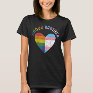 Proud Brother Trans Rainbow Transgender Flag Heart T-Shirt