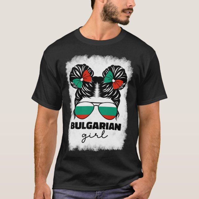 Proud Bulgarian Girl Kids Bulgaria Flag Pride Root T-Shirt (Front)