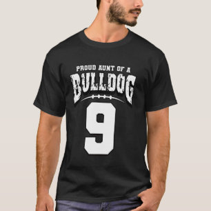 Proud Bulldog Football Aunt Of Player 9 T-Shirt
