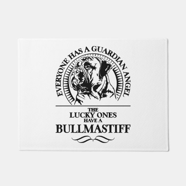 Proud Bullmastiff Guardian Angel dog quote  Doormat (Front)