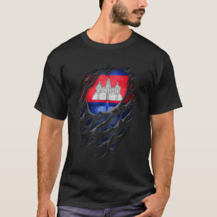 Proud Cambodian Khmer Roots Torn Ripped Cambodia F T-Shirt