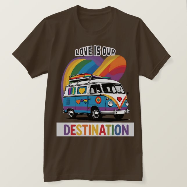 Proud Camper – Rainbow RV Pride T-Shirt (Design Front)