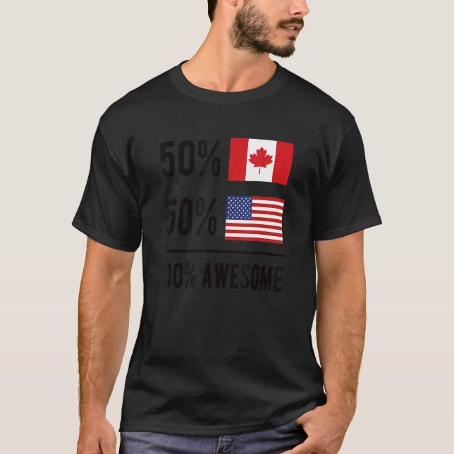 Proud Canadian American Flag Canada Usa 1 T-Shirt (Front)