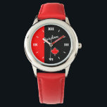 Proud Canadian Maple Leaf on Black and Red Watch<br><div class="desc">You can be Stylish and Patriotic at the same time. Personalise it and make it yours today! If you are giving it as a gift,  then this is a GREAT choice. Either way,  appreciation is guaranteed.</div>